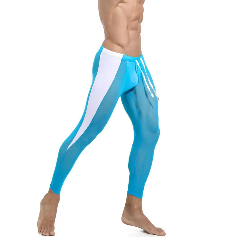 GANYANR Running Tights Men Compression Pants Sportswear Leggings Gym Fitness Basketball Yoga Track Long Dry Fit Funky Sexy Pouch