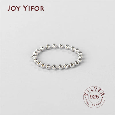 Real 925 Sterling Sliver Beaded Thumb Rings for Women Simple Dotted Stack Minimalist Adjustable Ball Band | SAMAG