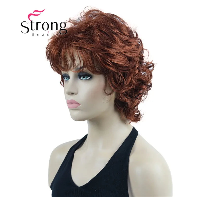 StrongBeauty Short Wig Soft Tousled Curls Blonde Highlights Full Synthetic Wigs COLOUR CHOICES