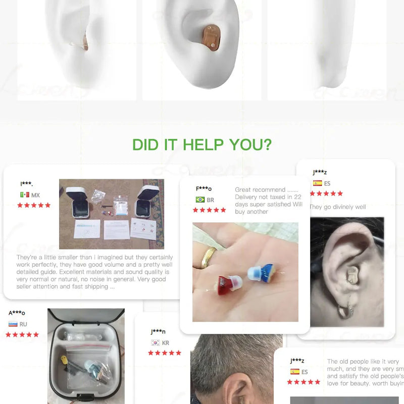Hearing Aid Invisible Adjustable Wireless Hearing Aids Mini CIC Left/Right Ear Sound Amplifier For Adults Elderly Severe Loss