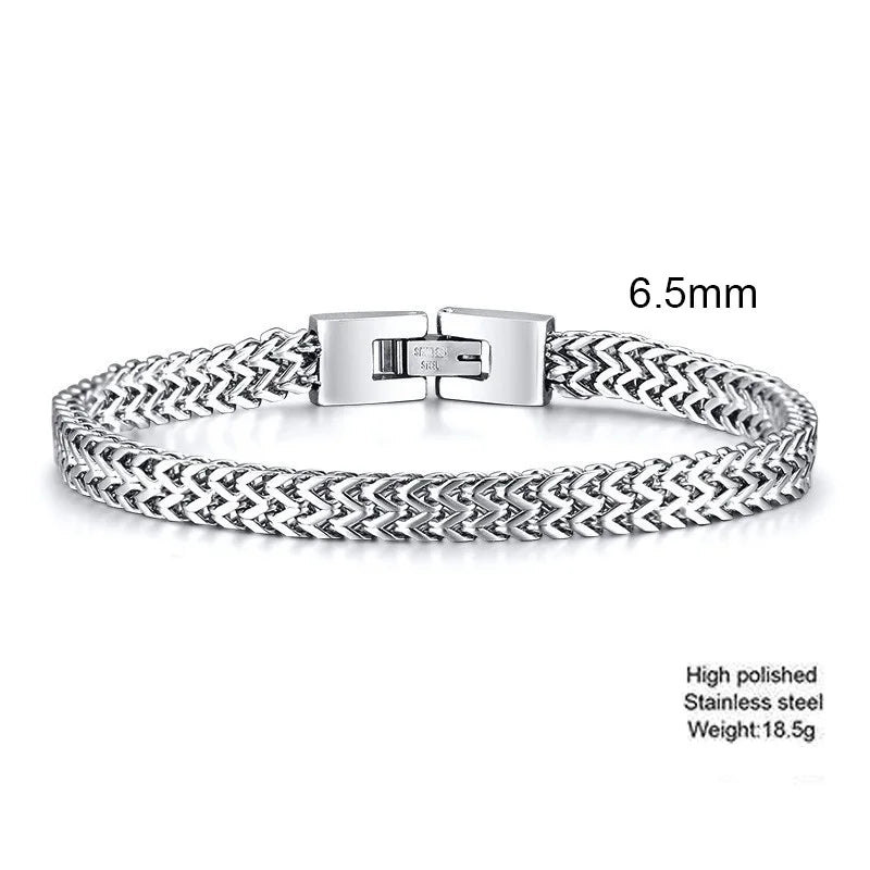 Stylish Stainless Steel Bali Foxtail Chain Bracelet for Men,Double Franco Link Chain Bracelets,Male Jewelry Gift for Dad Son