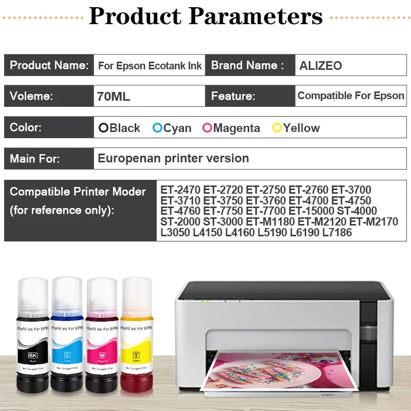104 522 103 Refill Dye Ink For Epson EcoTank ET-2710 ET-2711 ET2712 ET2714  ET-2720 ET-2726 ET-4700 Inkjet For EcoTank Printer