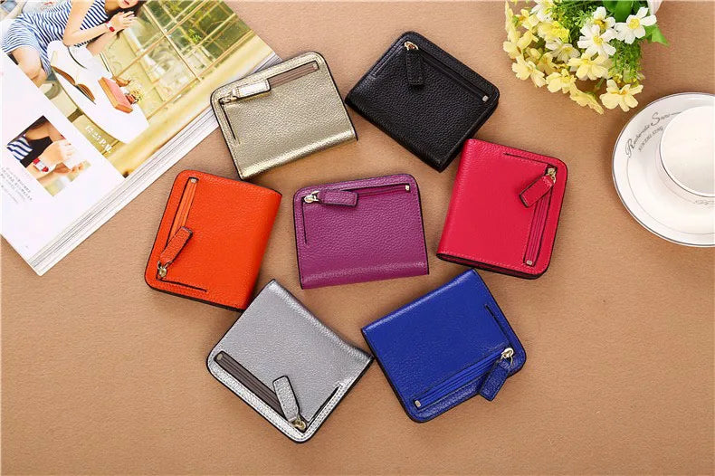 Fashion Split Leather Women Wallets Mini Purse Lady Small Leather Wallet with Coin Pocket