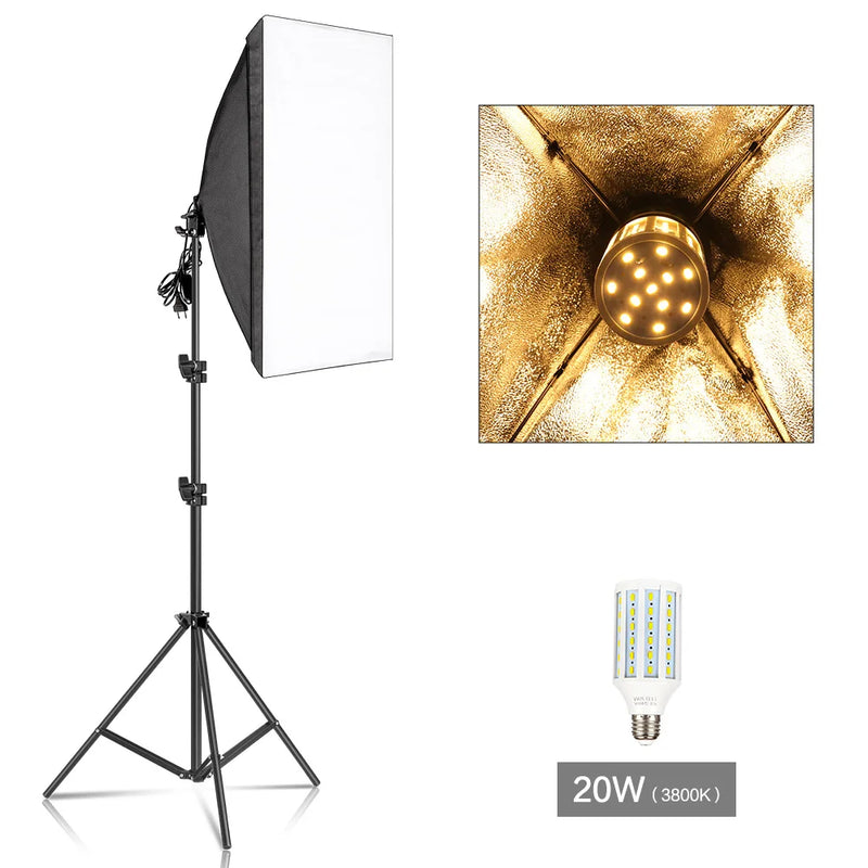Photography 50x70CM Softbox Lighting Kits System Soft box Professional Continuous Light Use For Photo Studio Portrait Shooting