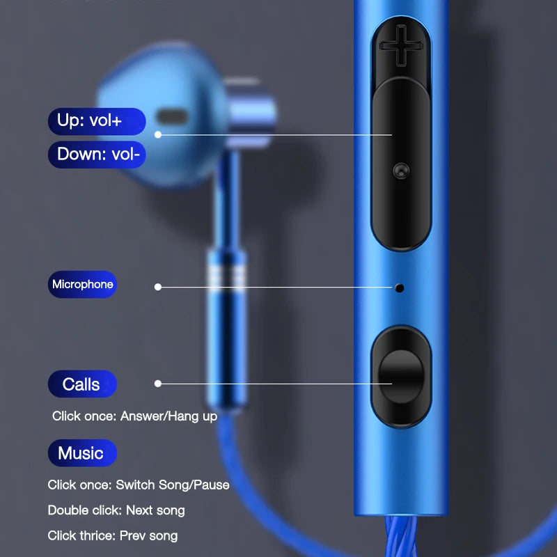 EARDECO Wired Headphones In-ear Phone Earphone Earbuds Sport Mobile Headphones 3.5mm Metal Headset Stereo Earphones with Mic