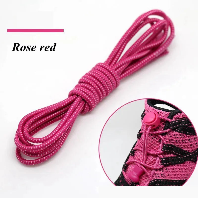 1 Pair 22 Colors Elastic Hiking Shoelaces Round Locking No Tie Shoe Laces Kids Adult Quick Lazy Laces Rubber Sneakers Shoelace