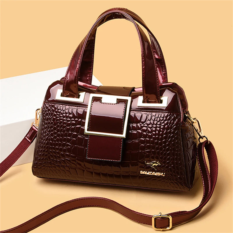 2 Layer Large Capacity Tote Bag Luxury Handbags Women Bags Designer Crocodile Pattern Ladies Boston Shoulder Bag High Quality