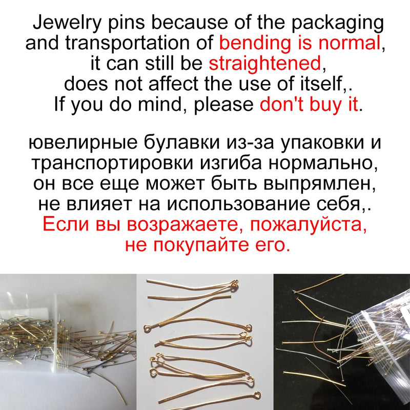 100-200pcs/bag 20 25 30 40 50 60 mm Flat Head Pins Gold/Copper/Rhodium Headpins For Jewelry Findings Making DIY Supplies