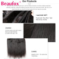 Beaufox Brazilian Hair Weave Bundles Straight Human Hair Bundles Extension Natural/Jet Black Remy 1/3/4 Pc Hair Bundles 8-30 In