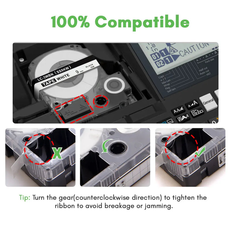 SS12KW Label Compatible Epson Tape LC-4WBN SC12YW SS9KW - Visuel 4 | SAMAG