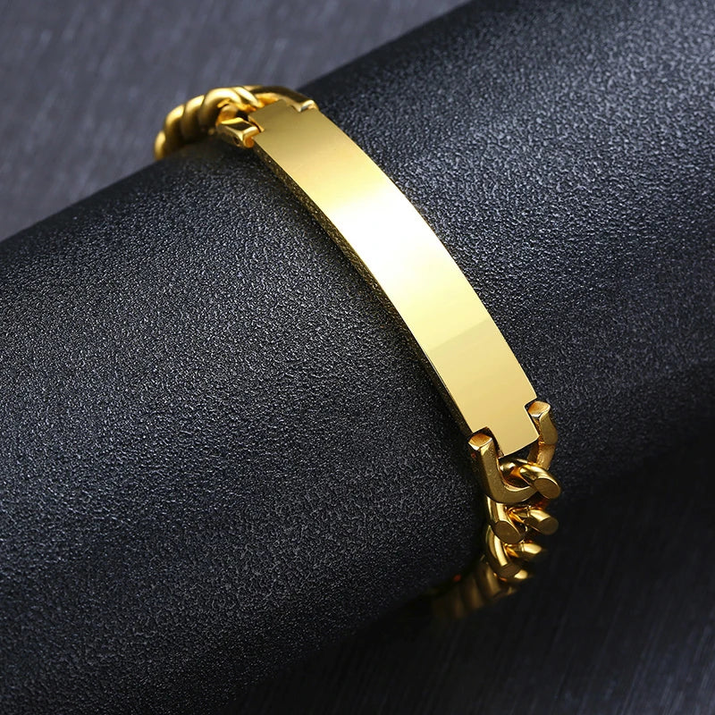 Vnox 9mm Stainless Steel ID Bracelets for Men Personalize Name Image Unique Gift Link Chain - Visuel 8 | SAMAG