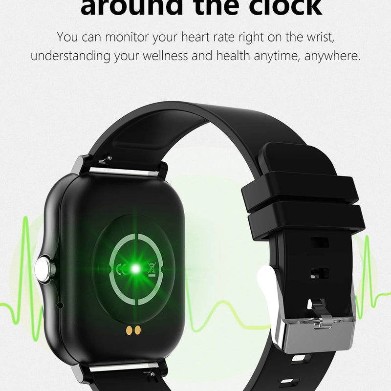 Smart watch with full touch screen, call, message reminder, music control and other functions, compatible with iPhone/android mo