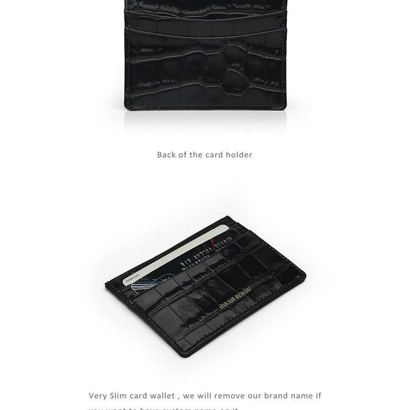 Custom Name Monogram Luxury Genuine Leather Men Wallet Card Holder Crocodile Pattern Gift for Girlfriend Boyfriend Friend Her