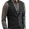 Men's V-Neck Suit Vests Fashion Formal Slim Fit Business Herringbone Dress Waistcoat for Tuxedo Wedding Party