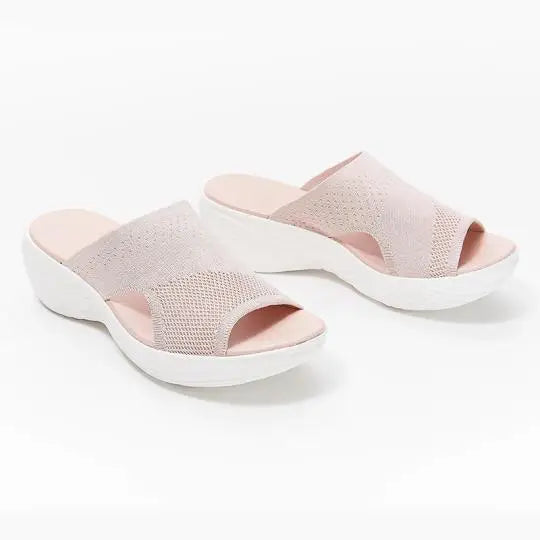 Summer Women Slippers Casual Mesh Open Toe Wedge Slip-On Platform Solid Color Ladies Slides Soft Beach Shoes for Women 2021 New