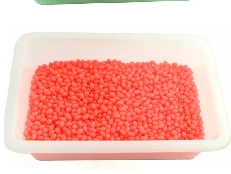 INFOF 100-500pcs/lot Soft Egg Beads Fishing Stop Luminous Oval Rubber Stopper Night Fly Fishing Accessories pesca