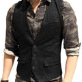 Men's V-Neck Suit Vests Fashion Formal Slim Fit Business Herringbone Dress Waistcoat for Tuxedo Wedding Party
