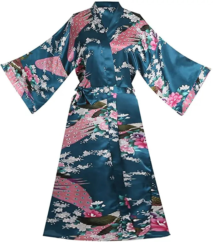 Silk Satin Wedding Bride Bridesmaid Robe Floral Bathrobe | SAMAG