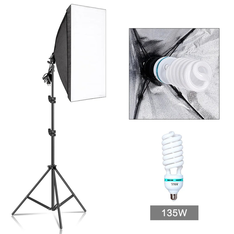 Photography 50x70CM Softbox Lighting Kits System Soft box Professional Continuous Light Use For Photo Studio Portrait Shooting