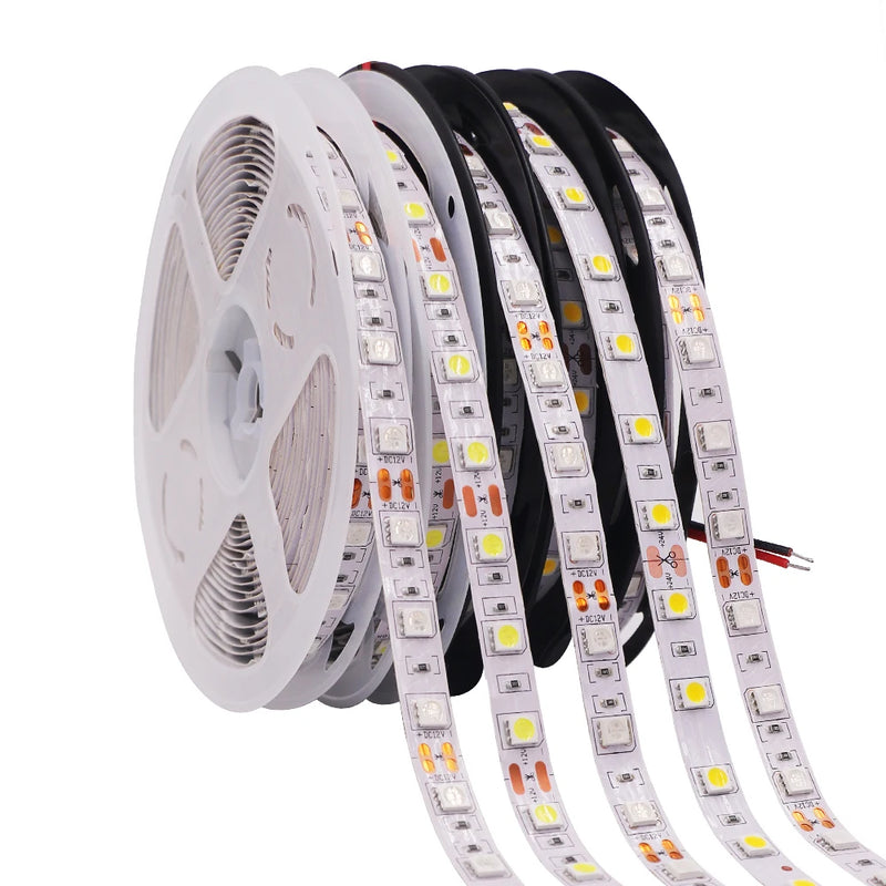 LED Strip Light 12V 24V 2835 5050 5054 5M RGB White Pink Red Blue Flexible LED Tape Ribblon 120LED 60LED 480LED Waterproof Decor
