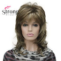 Lady Women Blonde With Dark Root Medium Length Cascaded Layers Synthetic Hair Full Wig for women