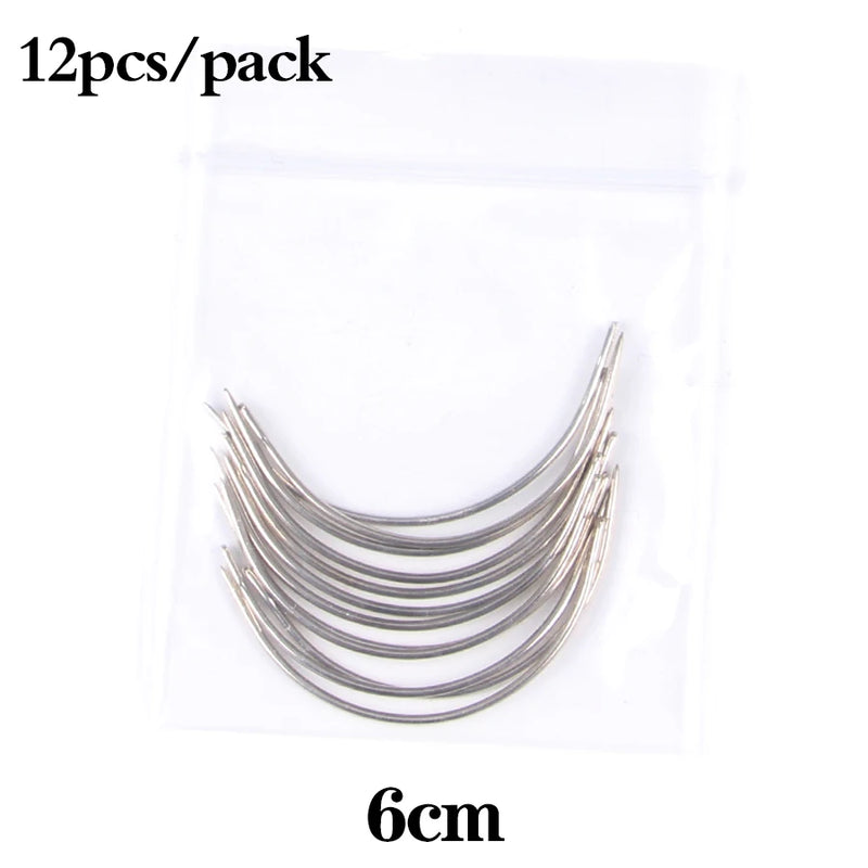 Alileader Wholesale Curved Needle For Hair Weaving Cap Wigs Needles For Hair Extension 12Pcs/Pack 6Cm/9Cm C-Type Needles Tools