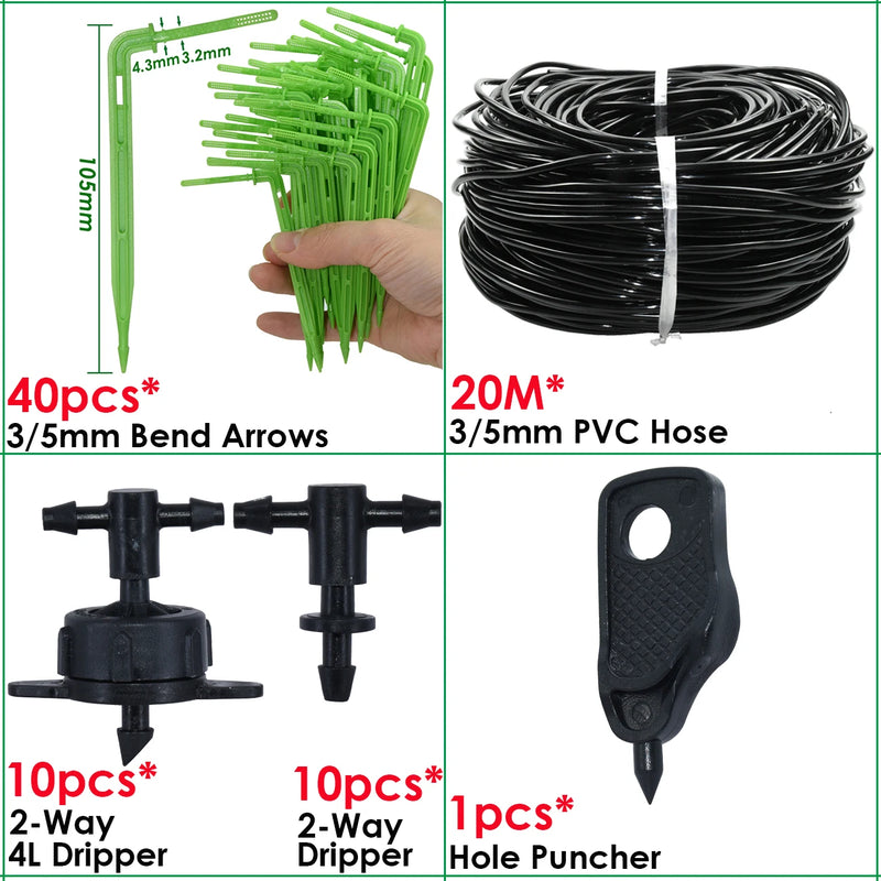 KESLA Greenhouse Drip Irrigation 4-Way 3/5mm 2-Way Drip Arrow Transmitter Garden Automatic Watering System Potted Plant 10/20set