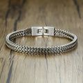 Stylish Stainless Steel Bali Foxtail Chain Bracelet for Men,Double Franco Link Chain Bracelets,Male Jewelry Gift for Dad Son