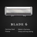 Qshave Black Spider New 6 Blade Razor Shaver for Man (1pc Handle, 2pc Germany X6 Blade)