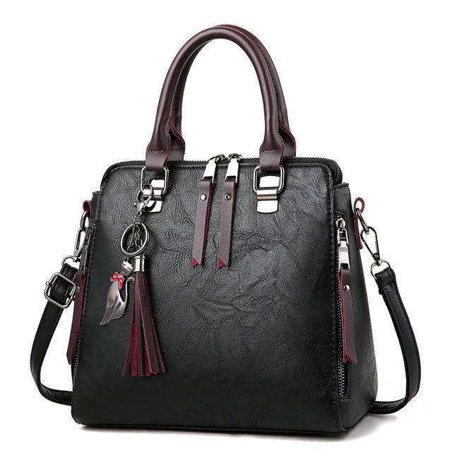 Yogodlns Vintage Leather Women's HandBags Ladies Messenger Bags Totes Tassel Designer Crossbody Shoulder Bag Boston Hand Bags