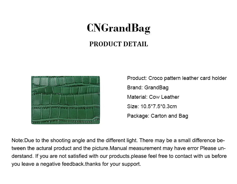 Classic Crocodile Pattern Card Holder Men Women Genuine Leather Leather Credit Card Case ID Card Holder Wallet Purse Pouch