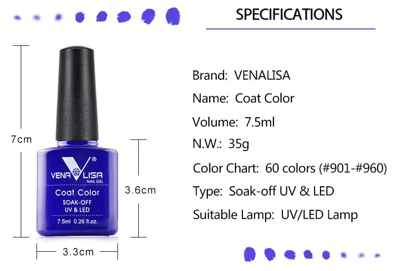 VENALISA Non Cleansing Topcoat Nail Art 7.5ml Soak off Base Coat Foundation No Wipe Top Coat Nail Gel Funny Bunny Gel Varnish
