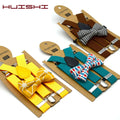 Baby Kids British Style Suspenders and Bow Tie Set Boys Braces Bowties Girls Tirantes Popular Three Clip Suspenders Elasticity