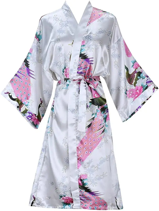 Silk Satin Wedding Bride Bridesmaid Robe Floral Bathrobe | SAMAG