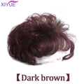 XIYUE Natural Black Brown Hair Topper With Bangs Clip In Hair Extensions Hairpieces Heat Resistant Fiber For Women