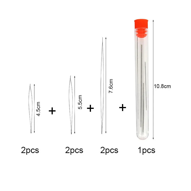 1set Open Big Eye Beading Needles Bead Necklace Bracelet Tools Stainless Steel Self Threading Needle Pins For Jewelry Supplies