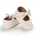 VALEN SINA 0-18 Months Newborn Girl White Baptism Shoes Bow Non-slip Rubber Soft-Sole Flat PU First Walker Mary Janes