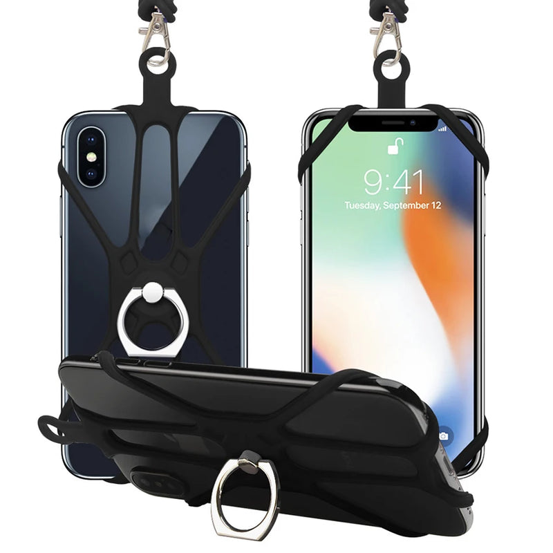 Universal Lanyard For Phone Silicone Sports Phone Strap Mobile Phone Lanyards Ring Holder Case Neck Hanging Rope Sling Chain