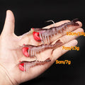 6pcs 12g 18g fishing shrimp prawn lure baits, river prawn fishing craws saltwater bream lures with luminous eyes