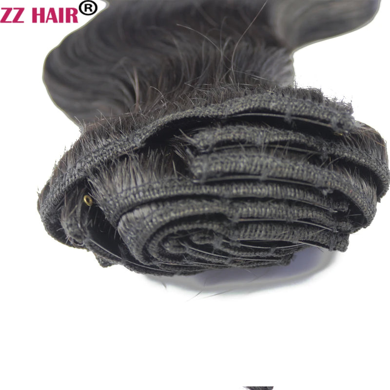 ZZHAIR Clip In 100% Human Remy Hair Extensions 16"-28" 8Pcs Set 100g-160g Full Head Body Wavy Natural