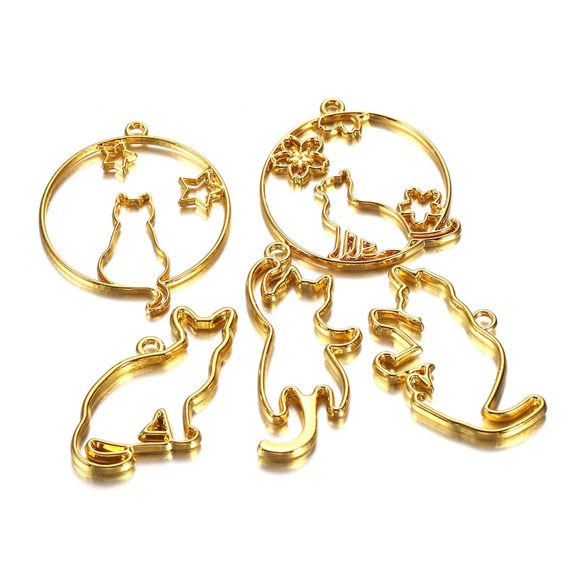 5pcs Cat Border Mold Resin Silicone Geometric Hollow Metal Frame Bezel Epoxy Pendant For DIY Jewelry - Visuel 19 | SAMAG