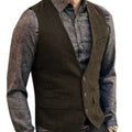 Men's V-Neck Suit Vests Fashion Formal Slim Fit Business Herringbone Dress Waistcoat for Tuxedo Wedding Party