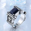 BEIER Stainless steel Cool Unique Black Stone Ring Titanium Steel Retro Old Totem Jewelry For Man Factory Price Sale BR8-334