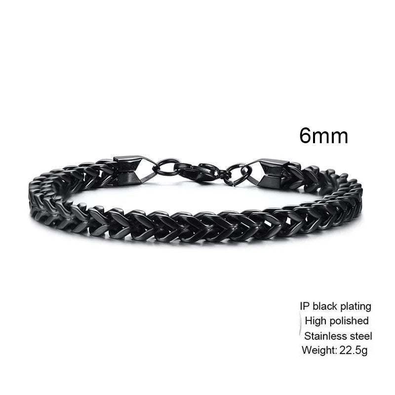 Stylish Stainless Steel Bali Foxtail Chain Bracelet for Men,Double Franco Link Chain Bracelets,Male Jewelry Gift for Dad Son