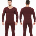 Men's Thermal Underwear Autumn Winter Long Johns Thermal Underwear Tops and Bottoms Set V-Neck Seamless Underwear for Man