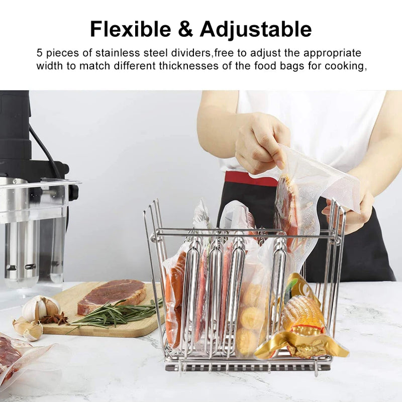 Stainless Steel Sous Vide Rack , 11L Sous Vide Cooker Containers Detachable Dividers Separator for Immersion Circulators