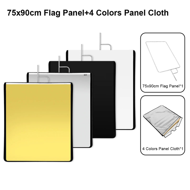 Selens Pro Video Studio Stainless Flag Panel with 4 colors Panel Cloth Black Flag Panel Cloth Kit For Fotografia Acessorios