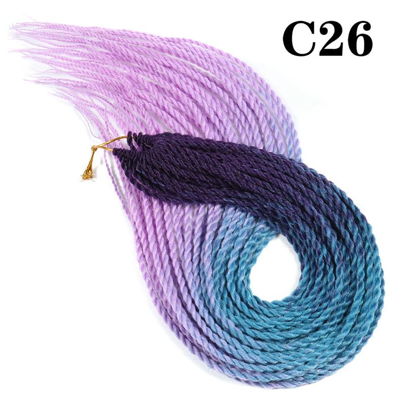 AZIR Senegalese Twist Hair Crochet Braids 24 inch 30 Roots/pack Synthetic Crochet Hair Senegalese Braids Twist Hair for Braids