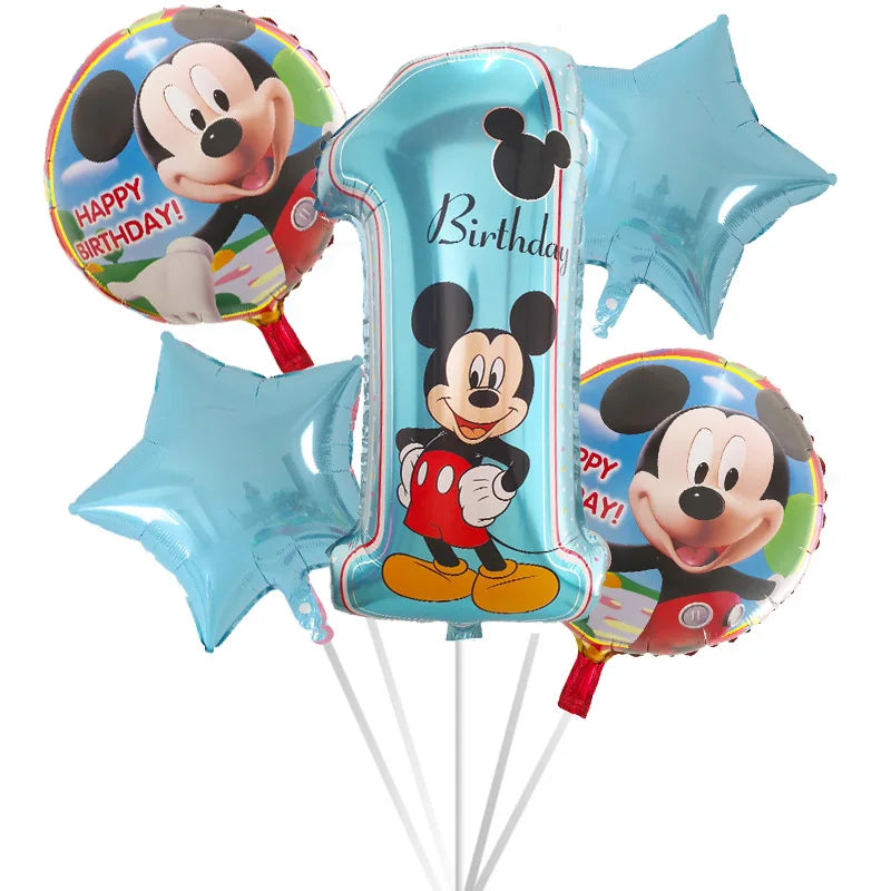 5pcs Mickey Minnie Head Birthday Party Decoration Balloon Helium Foil Balloons Baby 1st Baby Shower Air Globos Kids Toys Ball
