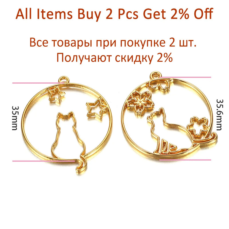5pcs Cat Border Mold Resin Silicone Geometric Hollow Metal Frame Bezel Epoxy Pendant For DIY Jewelry - Visuel 2 | SAMAG